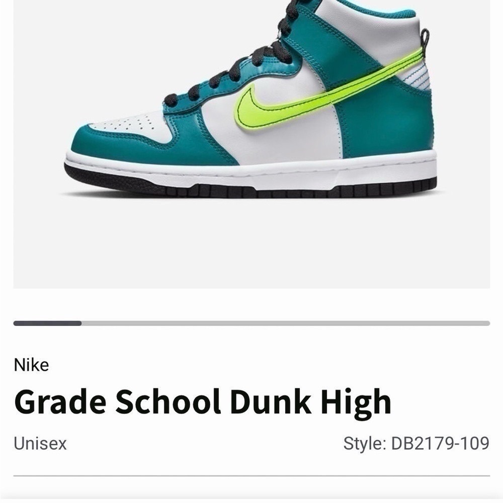 Nike Kids Dunk High - Teal and Neon Green sneakers